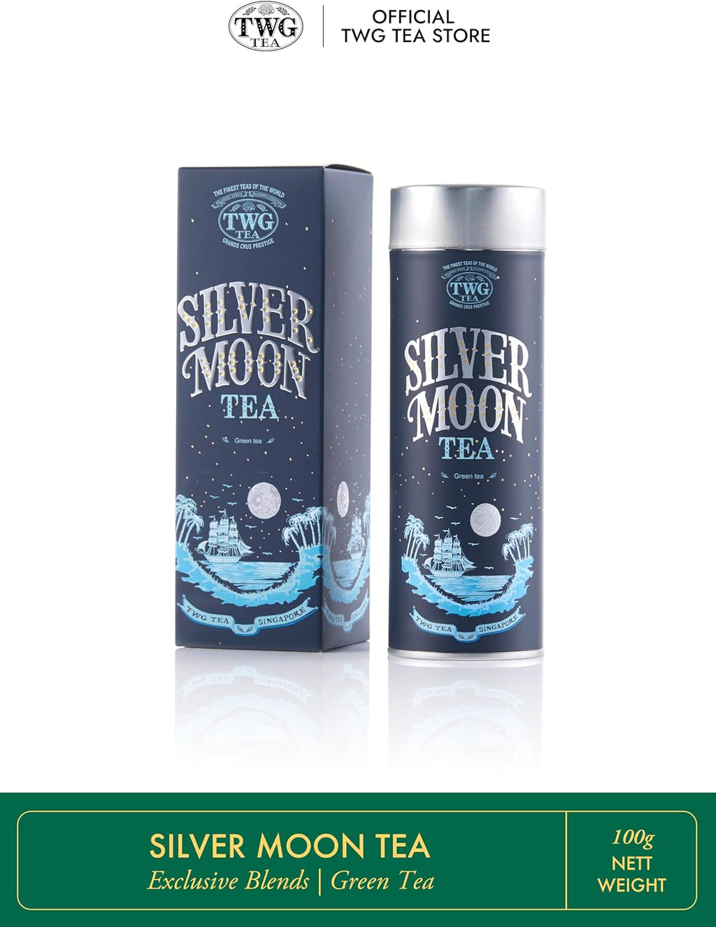 TWG Tea | Silver Moon Tea | Green Tea | Grand Berry & Vanilla | Haute Couture Tin, 100g | Gift Set