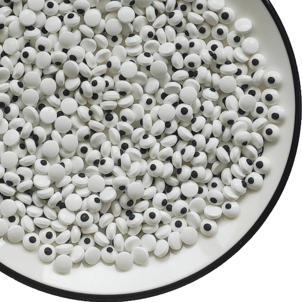 Edible 7mm/0.28in Mini Candy Eyes Halloween Sprinkles Cake Cupcake Toppers Cookie Decorations Dessert Sprinkle Eyeballs Sugar Sprinkles Googly Eye for Christmas Daily Cake Decorating(530)