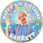 7.5 Inch Edible Cake Topper – Blipi Orange Themed Birthday Party Collection of Edible Cake Decorations round