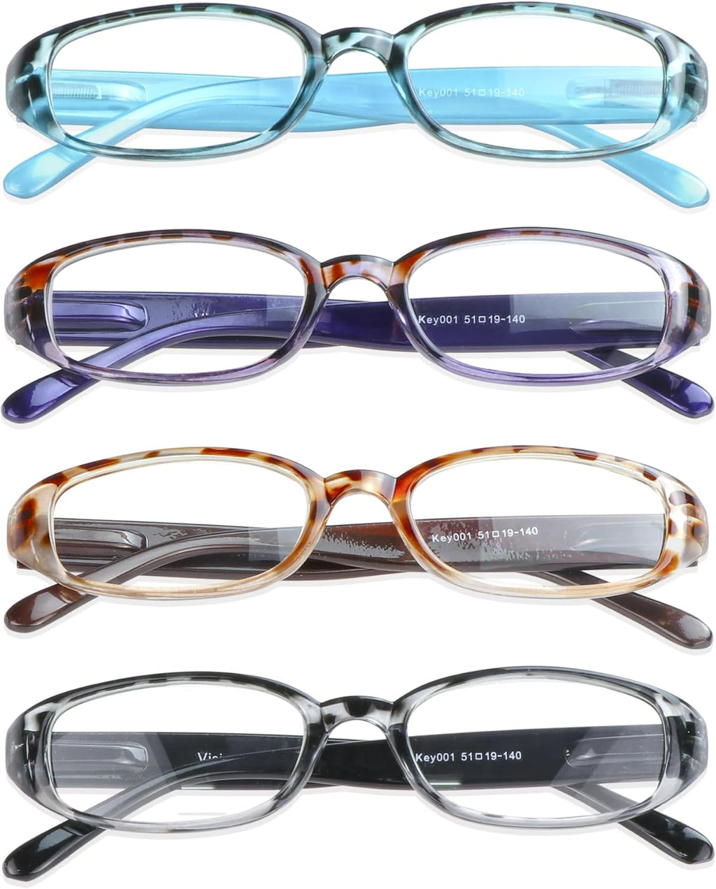 VisionGlobal 4 Pairs Reading Glasses with Spring Hinge, Blue Light Blocking Glasses for Women/Men (4 Color,+2.50 Magnification)