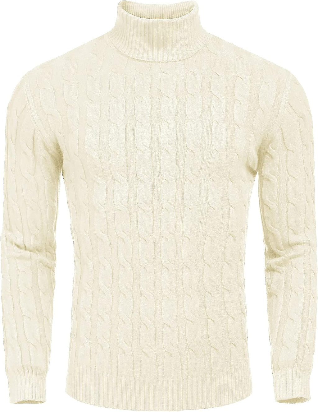 COOFANDY Men's Slim Fit Turtleneck Sweater Casual Twisted Knitted Pullover Sweaters