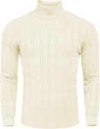 COOFANDY Men's Slim Fit Turtleneck Sweater Casual Twisted Knitted Pullover Sweaters