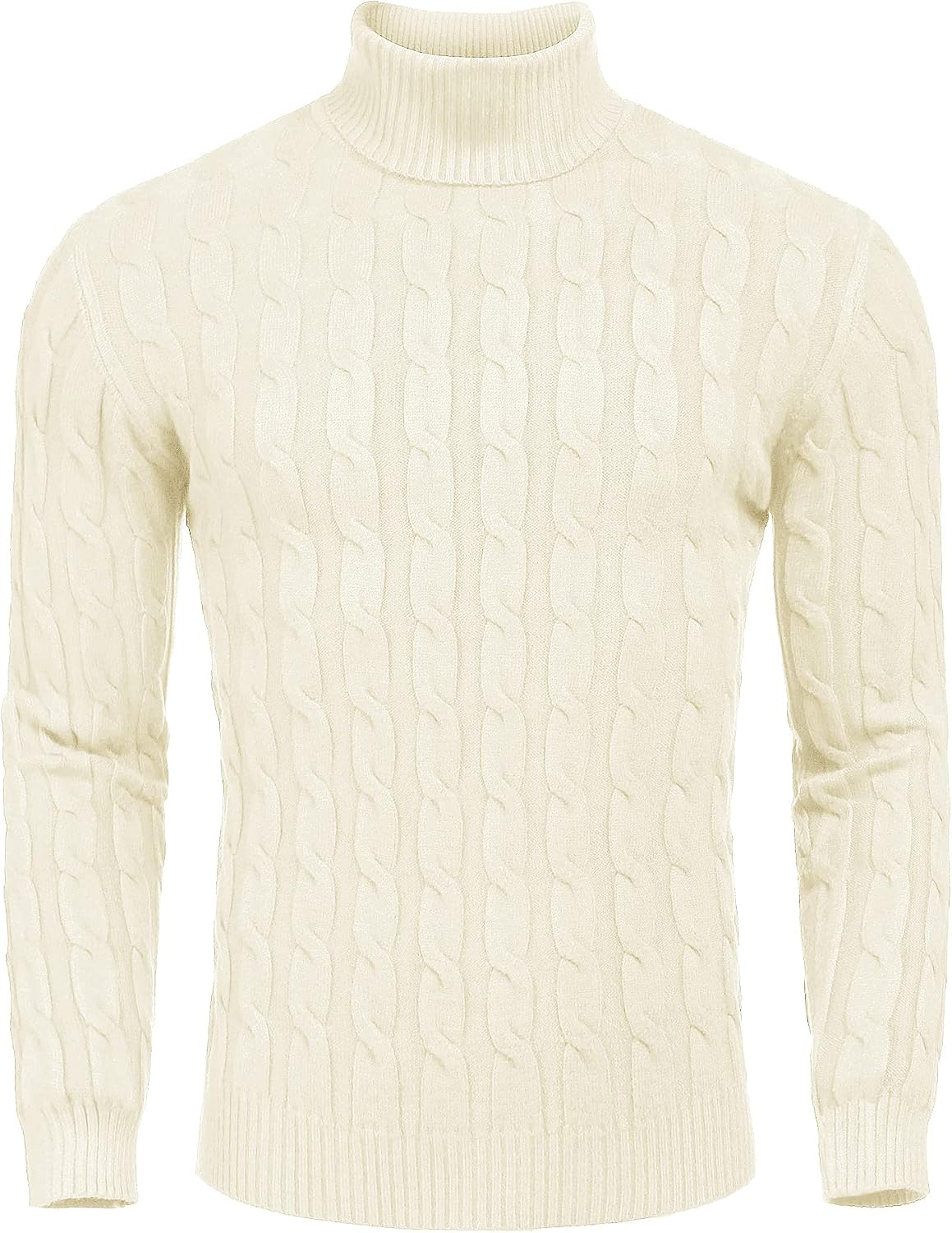 COOFANDY Men's Slim Fit Turtleneck Sweater Casual Twisted Knitted Pullover Sweaters