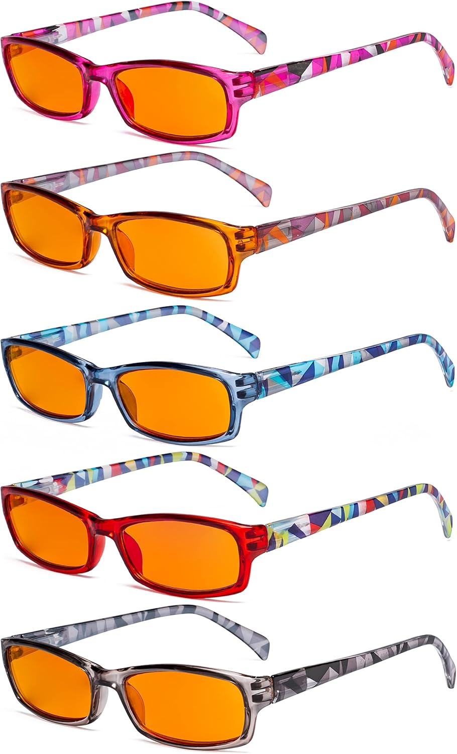 Eyekepper 5 Pack Computer Glasses Digital Eye Strain Prevention Blue Light Filter Reading Glasses Orange Tinted +1.50