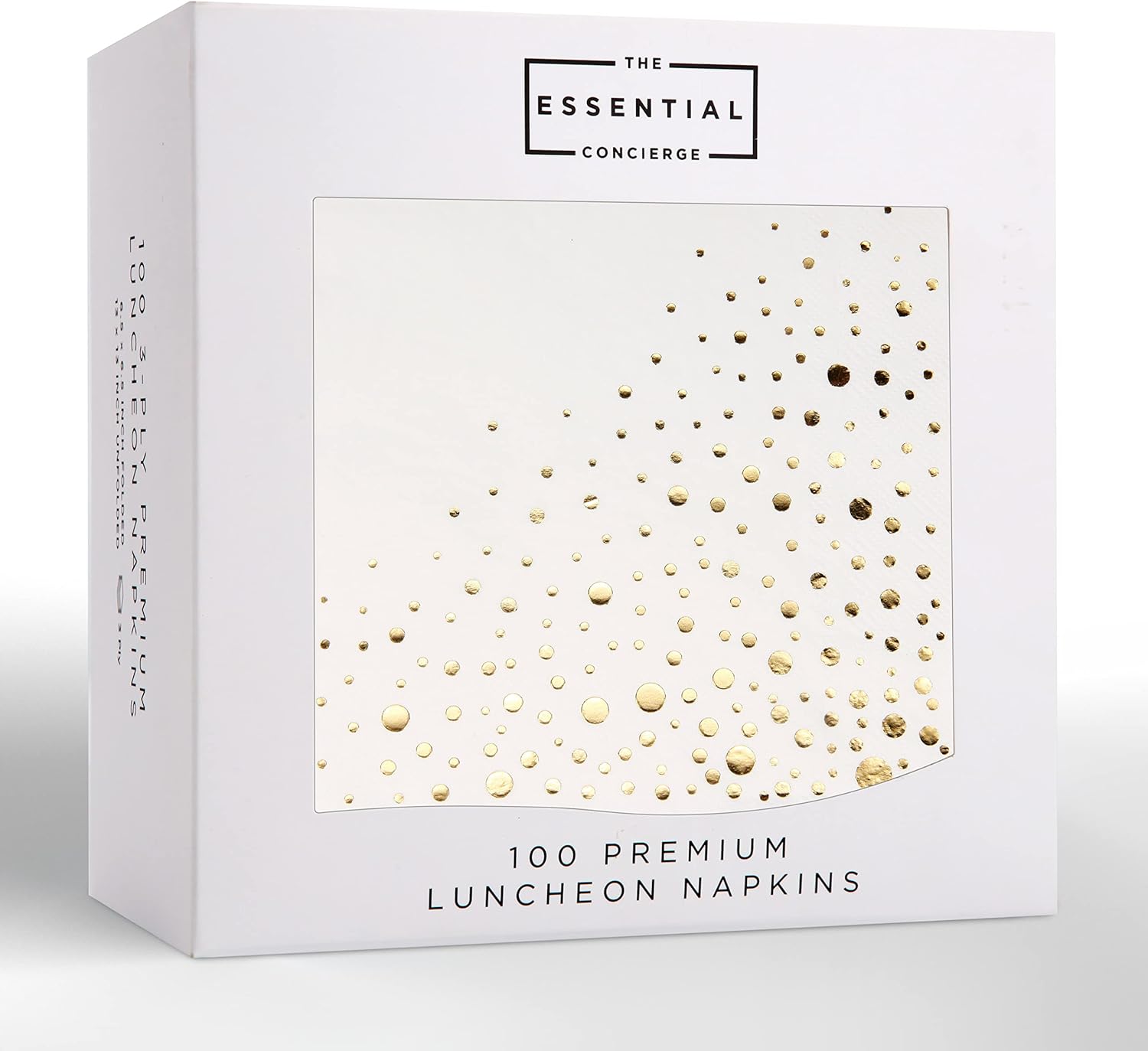 Stylish White and Gold Napkins for Party - 100 Pack of Gold Holiday Napkins - 6.5 x 6.5 Inch White and Gold Paper Napkins - 3-Ply Gold Luncheon Napkins - Wedding Napkins