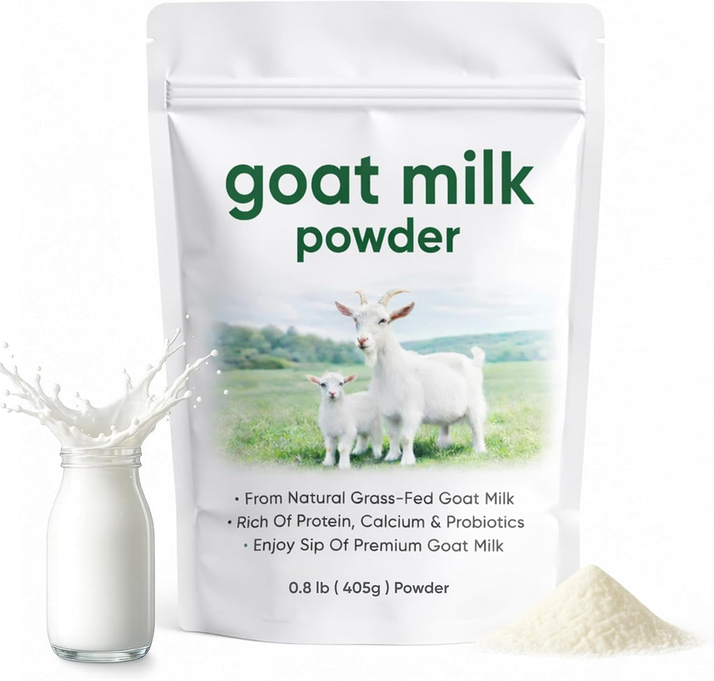 Eve Farm Co Goat Milk Powder, with High Calcium, Vitamins, Protein, Probiotics, Minerals & Low Cholesterol, From Natural Grass-Fed Goat Milk, Premium Non-Gmo Goat Milk Formula, Gluten-Free, 0.89lb(405g)