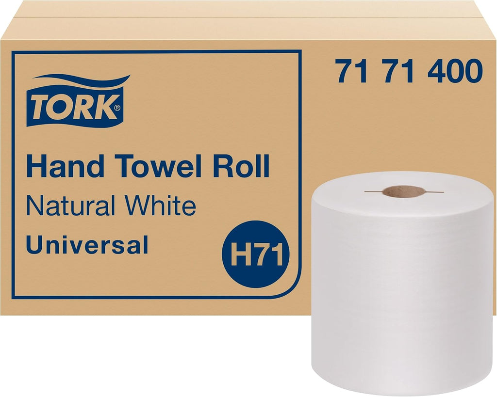 Tork Hand Towel Roll, Natural White, Universal, H71, Large, 100% Recycled, 1-Ply, White, 6 Rolls x 800 ft, 7171400