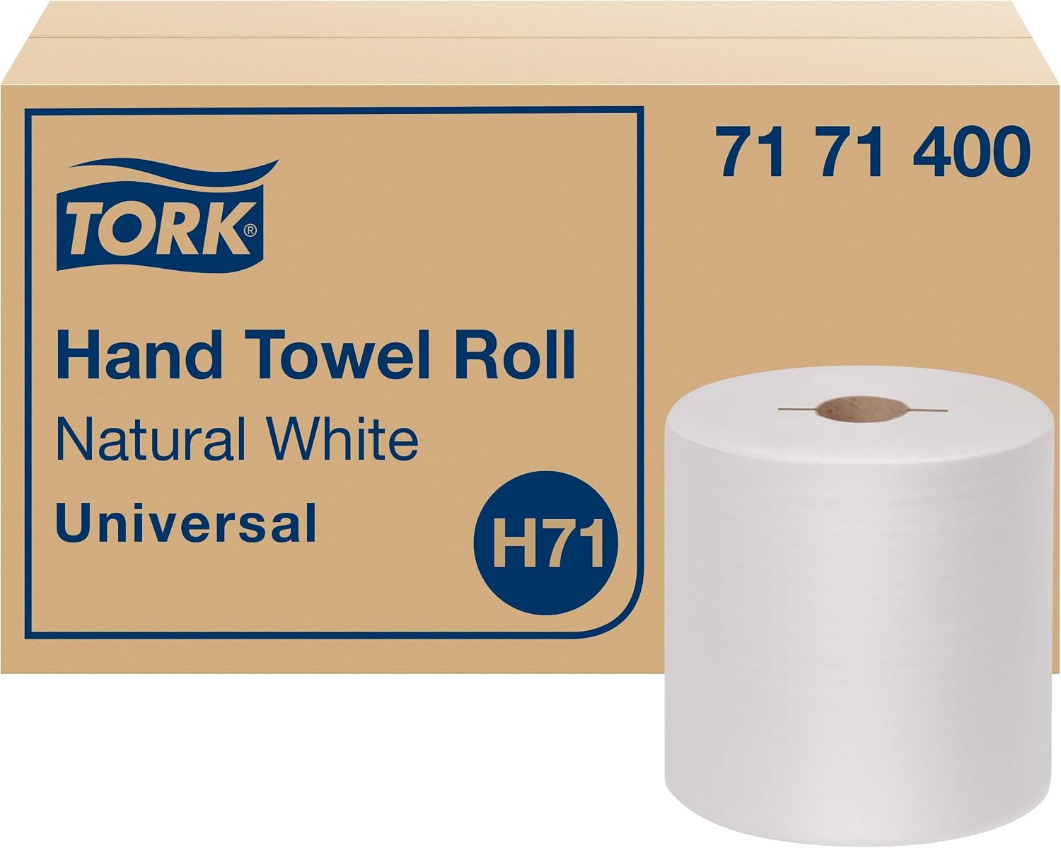 Tork Hand Towel Roll, Natural White, Universal, H71, Large, 100% Recycled, 1-Ply, White, 6 Rolls x 800 ft, 7171400