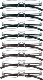 8 Pack Reading Glasses, Blue Light Blocking Computer Reading Glasses for Women and Men, Lightweight Readers (4 Black+4 Brown,+1.50Magnification)