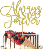 Always and Forever Cake Topper, Gold Glitter Love Cake Topper, Vow Renewal/Engagement/Confession of Love/Bridal Shower/Anniversary/Wedding Party Decoration Supplies (Gold Glitter)