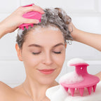 Hair Brushes with Scalp Massager Shampoo Brush, Silicone Hair Scrubber with Soft Bristles for Shower, Wet(Pink)