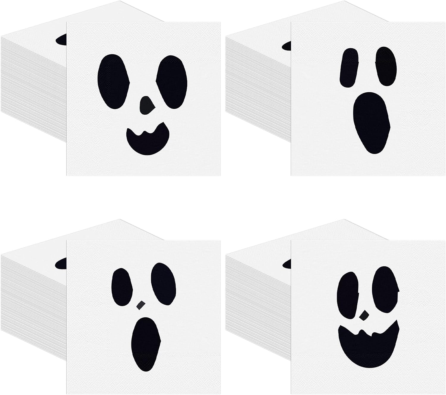 Epakh 100 Pcs Halloween Paper Napkin Ghost Pumpkin Double Sided Printing Disposable Dessert Dinner Hand Napkin for Halloween Theme Party Supplies Tableware