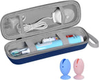 Travel Case for Oral-B/Oral-B Pro/Phlips Sonicare Electric Toothbrush with 2pcs Toothbrush Heads Cover Cap, Portable Hard Protective Storage Bag with Accessories Storage (Blue)