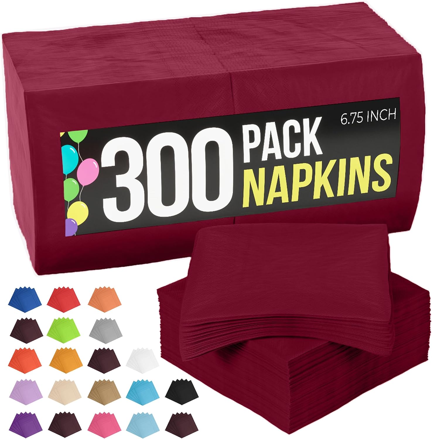 Party Solids Burgundy Napkins Disposable Everyday 300 Pcs 2 Ply Burgundy Dinner Napkins Bulk For Parties & Party Supplies