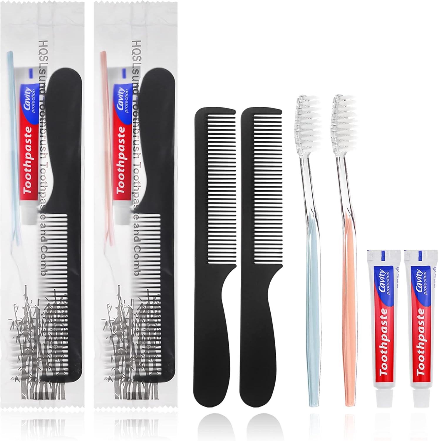 50 Pack Disposable Toothbrushes with Toothpaste and Comb for Homeless Individually Wrapped,10g Travel Toothpaste,7inch Black Hair Comb, Toothbrush for Hotel,AirBnb,Shelter,Charity