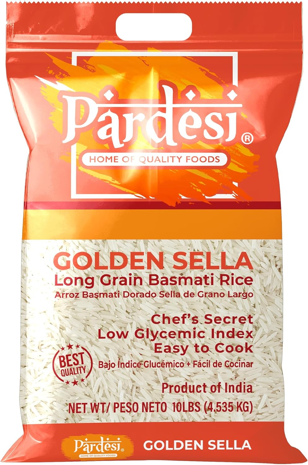 Pardesi Golden Sella Basmati Rice 10LB - Golden Sella Basmati for Biryani, Pulao & Everyday Rice | Halal, Non-GMO | Premium Quality
