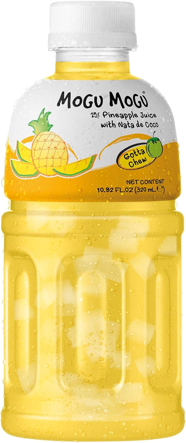 Mogu Mogu Fruit Juice with Nata De Coco, 10.82 Fl Oz (Pineapple, Pack of 24)