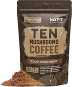Mushroom Coffee (60 Servings) 10 Mushrooms (Lion’s Mane, Cordyceps, Turkey Tail & Other) Mixed With Gourmet Arabica Instant Immune Boosting Coffee for Focus & Gut Health Support