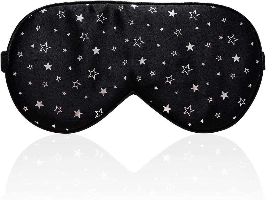 townssilk 100% silk sleep mask with adjustable strap,comfortable and super soft eye mask ultimate sleeping aid,blindford silver stars