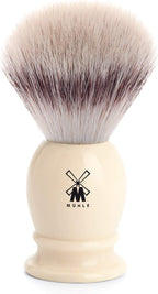 MÜHLE Classic Small Faux Ivory Silvertip Fiber Shaving Brush - Synthetic Luxury Shave Brush for Men, Rich Lather