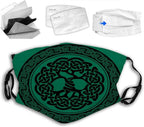 Celtic Fashion Face Mask With Filter Pocket,Tree of Life with European Illustration,Washable Face Bandanas Balaclava Reusable Fabric Mask For Men Women,Green