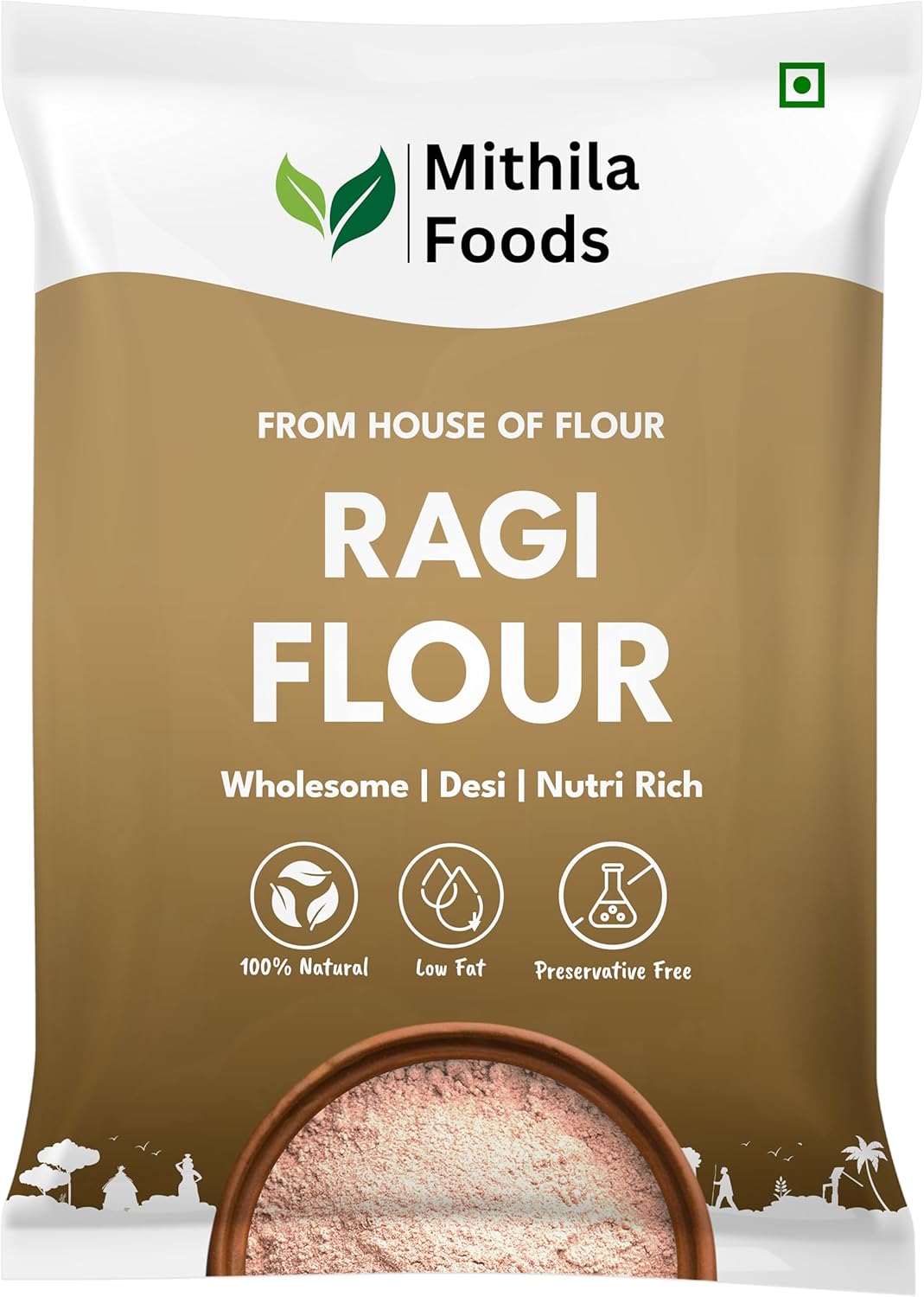 MITHILA FOODS 1 kg Ragi Atta Gluten-Free Finger Millet Flour High Fibre & Protein Soft Rotis Nachni/Kelvaragu Atta Authentic Traditional Flavor from Gumla, Jharkhand - India's Ragi Capital