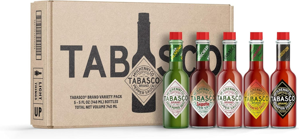 TABASCO Brand Hot Sauce Variety Pack, Gift Set Includes Five Different 5 Fl Oz Tabasco Hot Sauce Flavors, Perfect for Eggs, Pizza, Tacos, and More, 25 Fl Oz (Pack of 5)