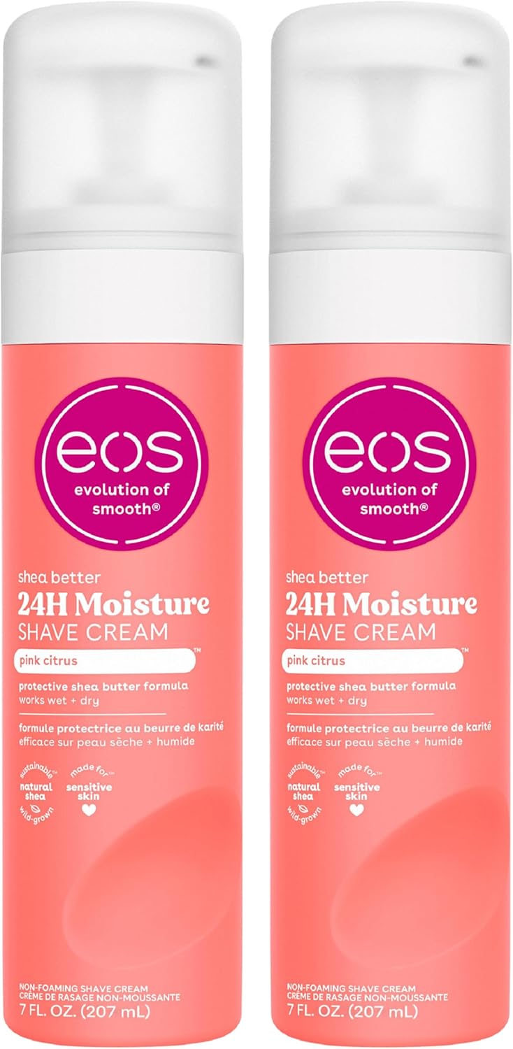 eos Shea Better Shave Cream- Pink Citrus, Shea Butter Skincare, Shaving Cream for Women, 7 fl oz, 2-Pack