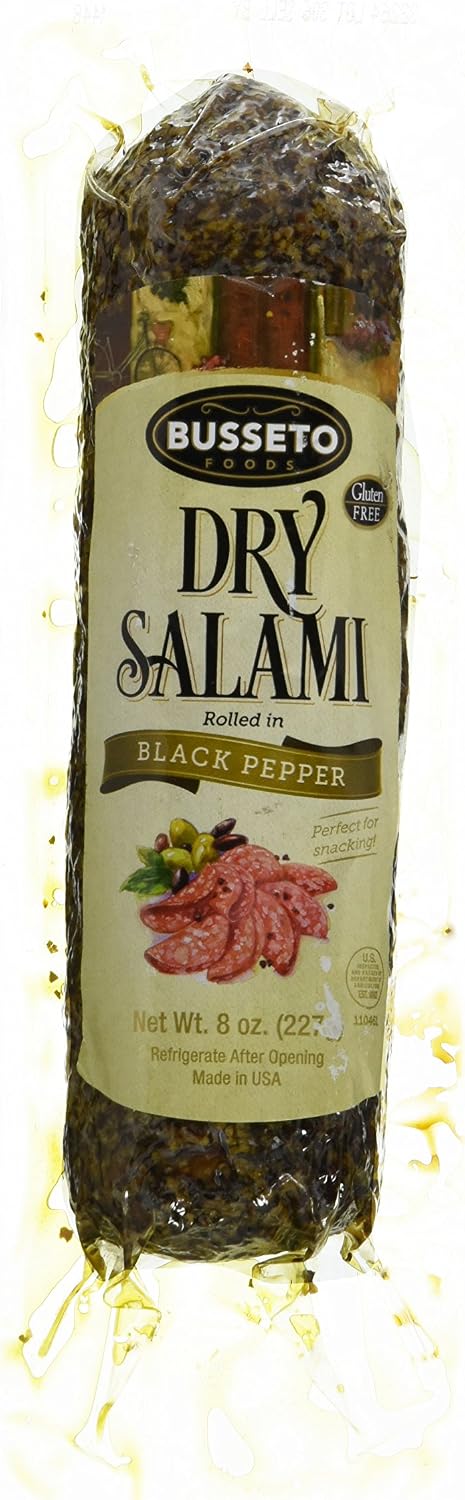 Busseto Dry Cured Salami, Black Pepper, 8 Ounce