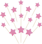 30 PCS Little Star Cupcake Toppers Glitter Twinkle Star Cupcake Picks Wedding Engagement Bridal Shower Baby Shower Birthday Party Cake Decorations Supplies Mixed Size Pink