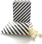 Tvoip 50 Pcs 5 x 7 Inches White and Black Striped Paper Bags,Holiday Wedding Christmas Favor Candy Treat Bags