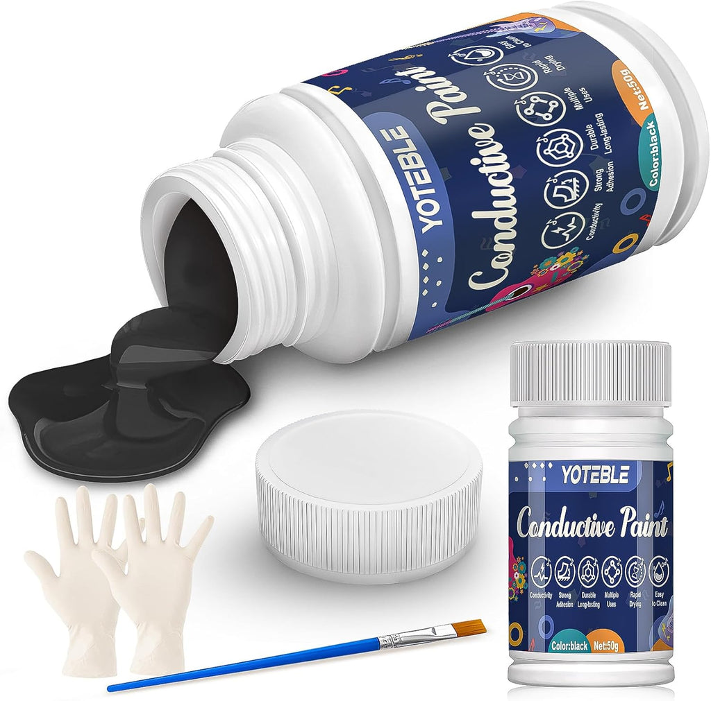 Guitar Shielding Paint, Conductive Paint, Noise Reduction, Reduces Hum, Excellent Adhesion, Water-Based Formula for Guitar Cavity Shielding, Black, 50G (Resistivity: 10-90 Ohms/cm)