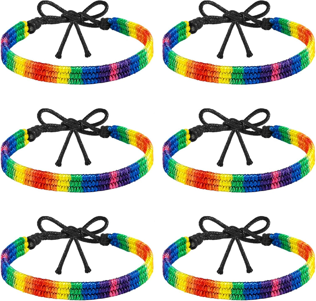 NEBURORA LGBT Pride Rainbow Bracelets For Bisexual Gay Lesbian Couples Handmade Braided Adjustable LGBTQ Bracelets Pride Month Friendship Bracelet Gifts for Men Women