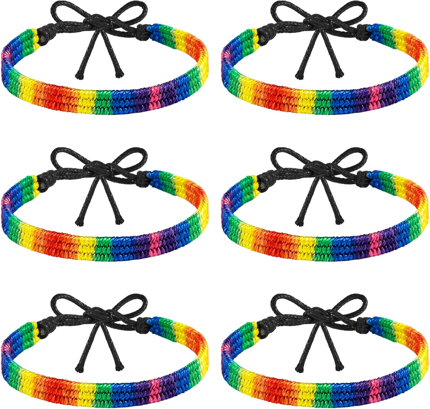 NEBURORA LGBT Pride Rainbow Bracelets For Bisexual Gay Lesbian Couples Handmade Braided Adjustable LGBTQ Bracelets Pride Month Friendship Bracelet Gifts for Men Women