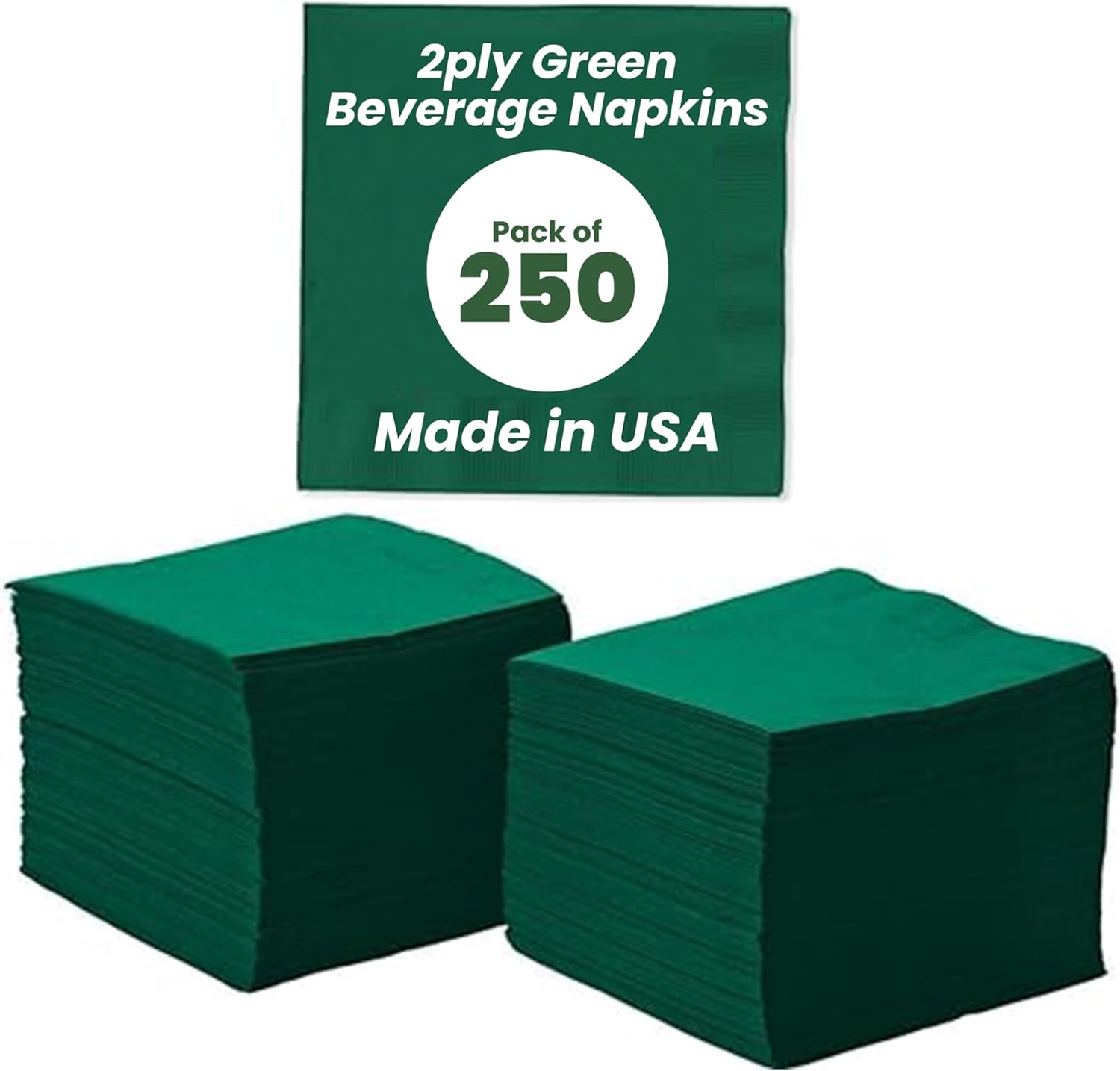 Perfectware 2 Ply Hunter Green Beverage Napkins- Pack of 250ct
