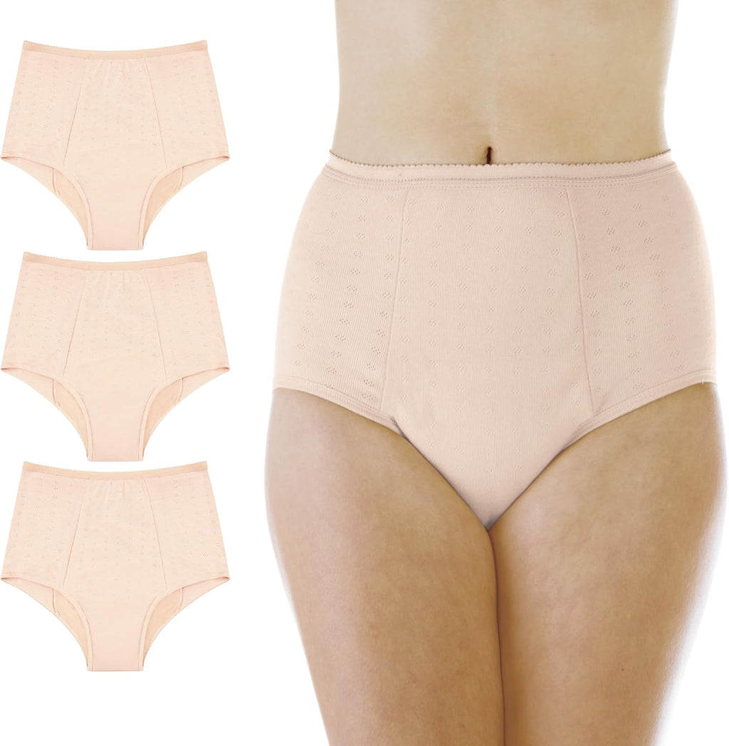 Wearever Women's Maximum Absorbency Incontinence Panties for Bladder Control - Washable, Reusable, Leak Proof Underwear for Women 600 ml - (Pack of 3) (Beige) (M) (Fits Hip: 38-40")