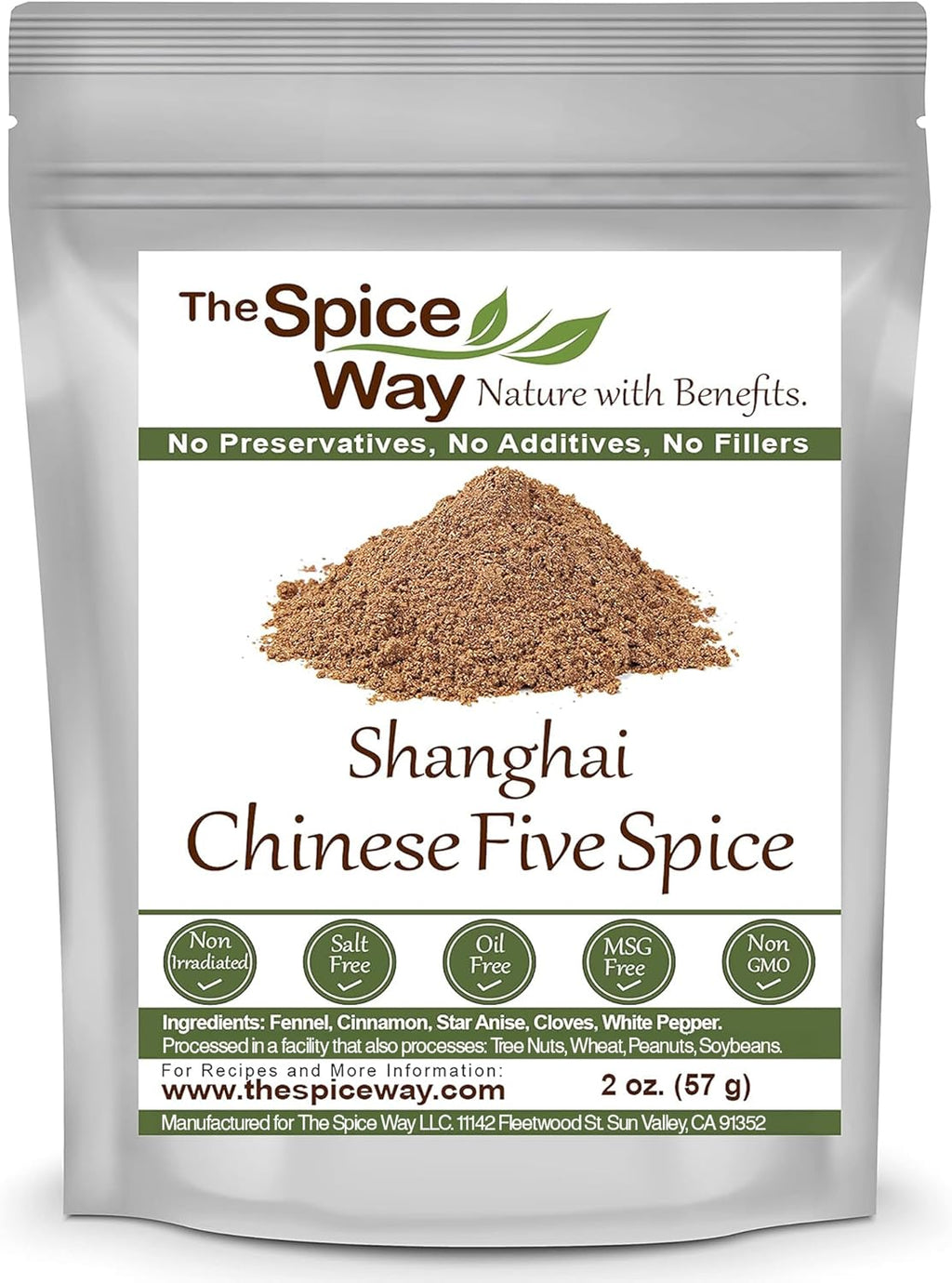 The Spice Way Shanghai Chinese Five Spice - A Traditional Chinese 5 spice seasoning (2 oz) for Asian style dishes with the Chinese staples including pepper. All-purpose, No preservatives, No Salt