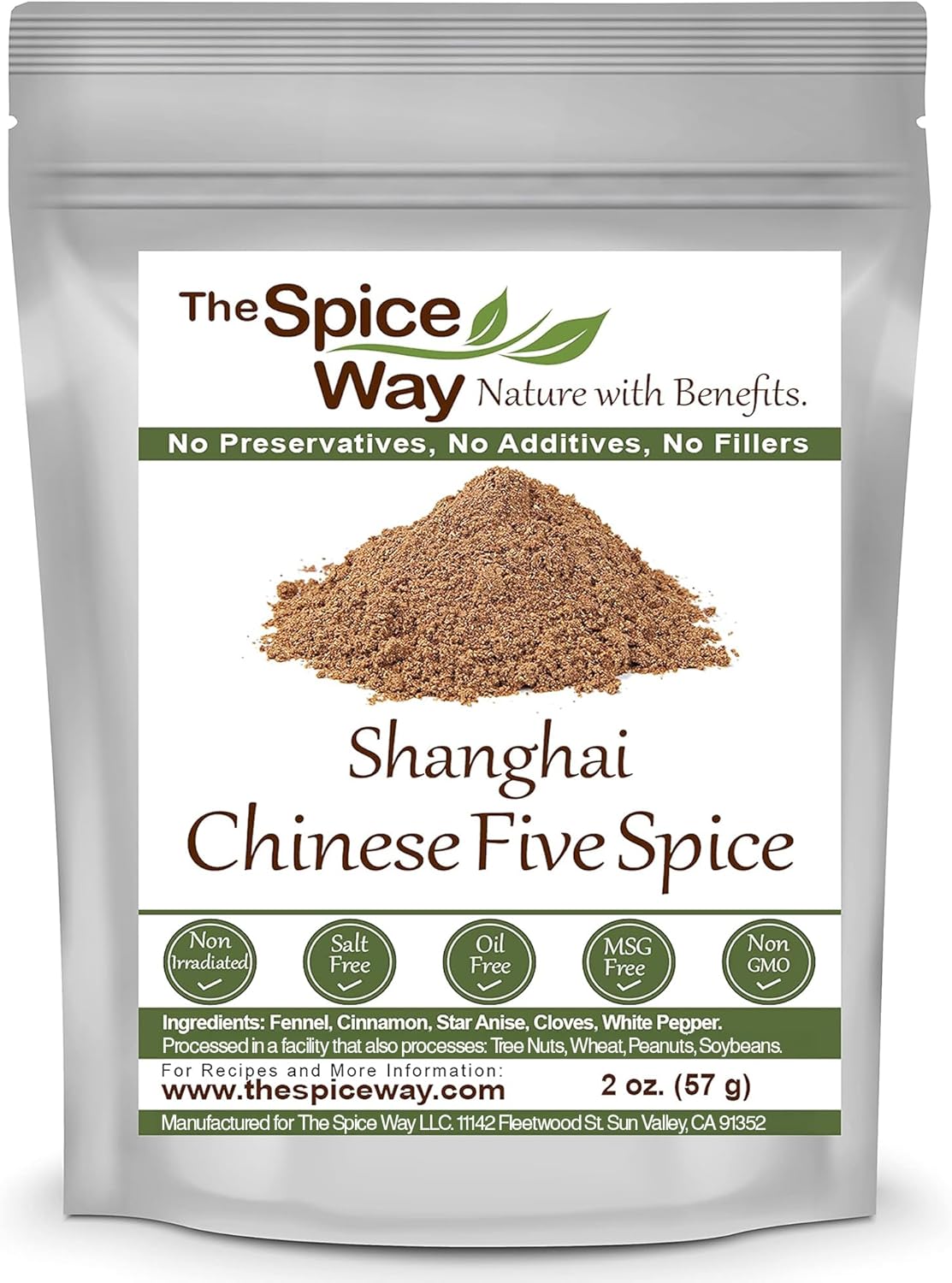 The Spice Way Shanghai Chinese Five Spice - A Traditional Chinese 5 spice seasoning (2 oz) for Asian style dishes with the Chinese staples including pepper. All-purpose, No preservatives, No Salt