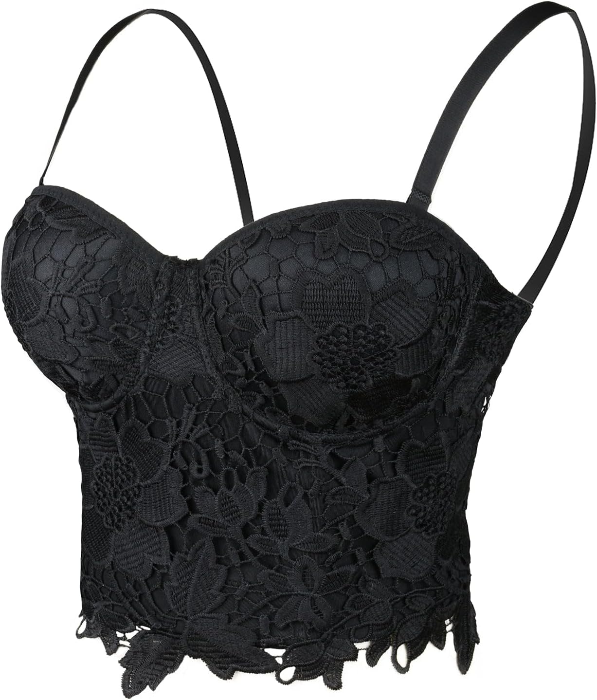 ELLACCI Women's Floral Lace Bustier Crop Top Gothic Corset Bra Tops Black
