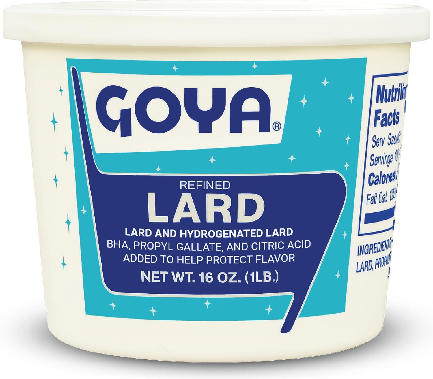 Goya Manteca Lard for Cooking and Baking, 1 Pound Tub, Premium Pork Fat, Rich Flavor for Tamales, Empanadas, and Pastries
