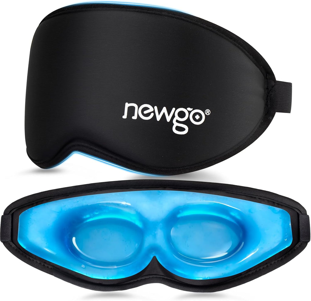 NEWGO 3D Cooling Sleep Mask, Weighted Cooling Gel Eye Mask for Sleeping, Cold Eye Mask, Hot Cold Therapy Blackout Sleep Mask for Puffiness, Dark Circles, Dry Eyes, Headaches and Stress Relief