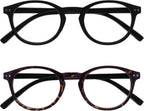 OPULIZE ZEN Reading glasses for Women Men,Scratch Resistant Round frame with Spring Hinges, Smooth Matte Black,Dark Brown Tortoiseshell +1 (Pack of 2)
