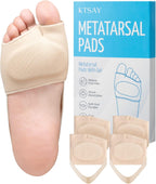 KTSAY 2 Pairs Metatarsal Pads with Gel Pad for Women and Men, Foot Pads for Ball Pain Relief, Morton's Neuroma, Metatarsalgia Support(Beige,Medium)