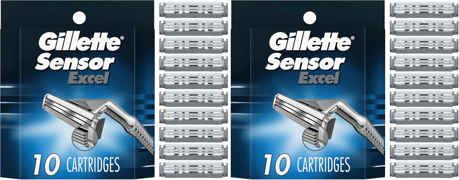 Gillette Sensor Excel Men's Razor Blade Refills, 10 Count (Pack of 2)