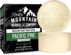 Men’s All-in-One Shampoo & Body Soap Bars – Extra Thick 1.6” Glycerin Hair & Body Soap - 2 Soap Bars - Pacific Pine Scent - with Oat Protein & Black Pine Essential Oil - Made in USA - 14.5 oz