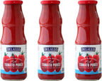 DeLallo Tomato Passata, Rich Rustic Puree, Made in Italy, All Natural, Gluten Free, Kosher, Made with Italian Plum Tomatoes, Tomato Sauce for Pasta, Soups, and Stews, 24 oz. Jar, (3 Pack)