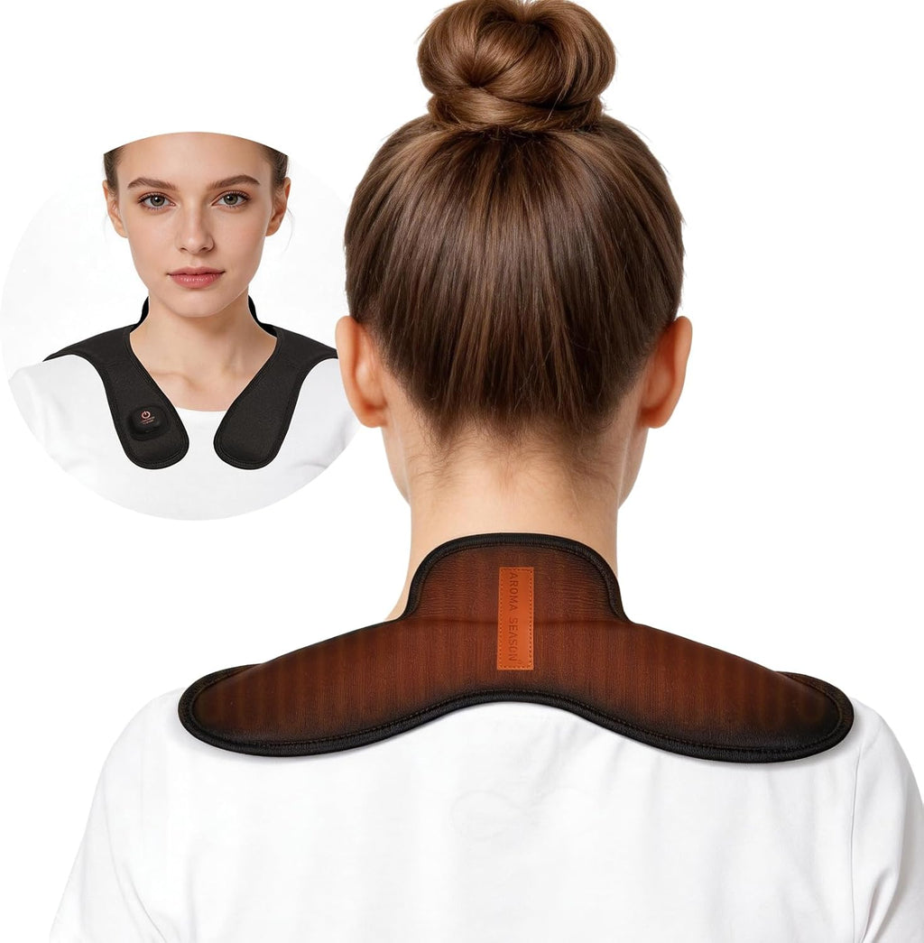 Cordless Electric Heating Pad for Neck and Shoulder, Portable Heated Neck Wrap with 3 Heating Levels, 4000mAh Rechargeable Small Thin Mini Heated Brace 30Mins Auto-Off(Black)