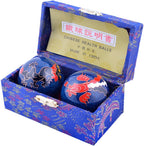 fengshuisale Feng Shui Chinese Health Balls (Blue with Phoenix and Dragon) 3.8cm/1.5" Red String Bracelet