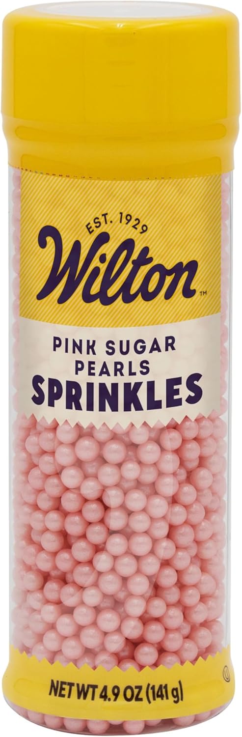 Wilton Pink Sugar Pearls, 5 oz.