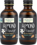 Frontier Co-op Organic Almond Extract, 2 Ounce Glass Jar, Warm Sugar-free Vegan Flavor for Desserts, Coffee and Smoothies (Pack of 2)